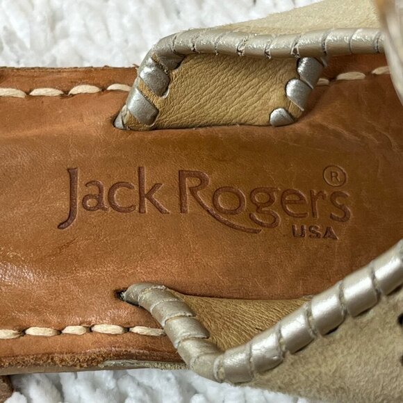 Jack Rogers Signature Jack's Flat Sandal Platinum Silver Size 9‎ - Picture 3 of 6